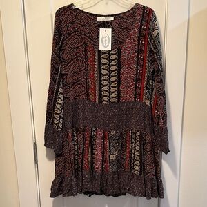 Easel Women's Boho Paisley Print Dress size M NWT